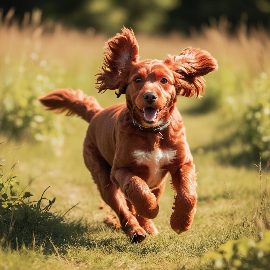 adolescent red cockapoo running
